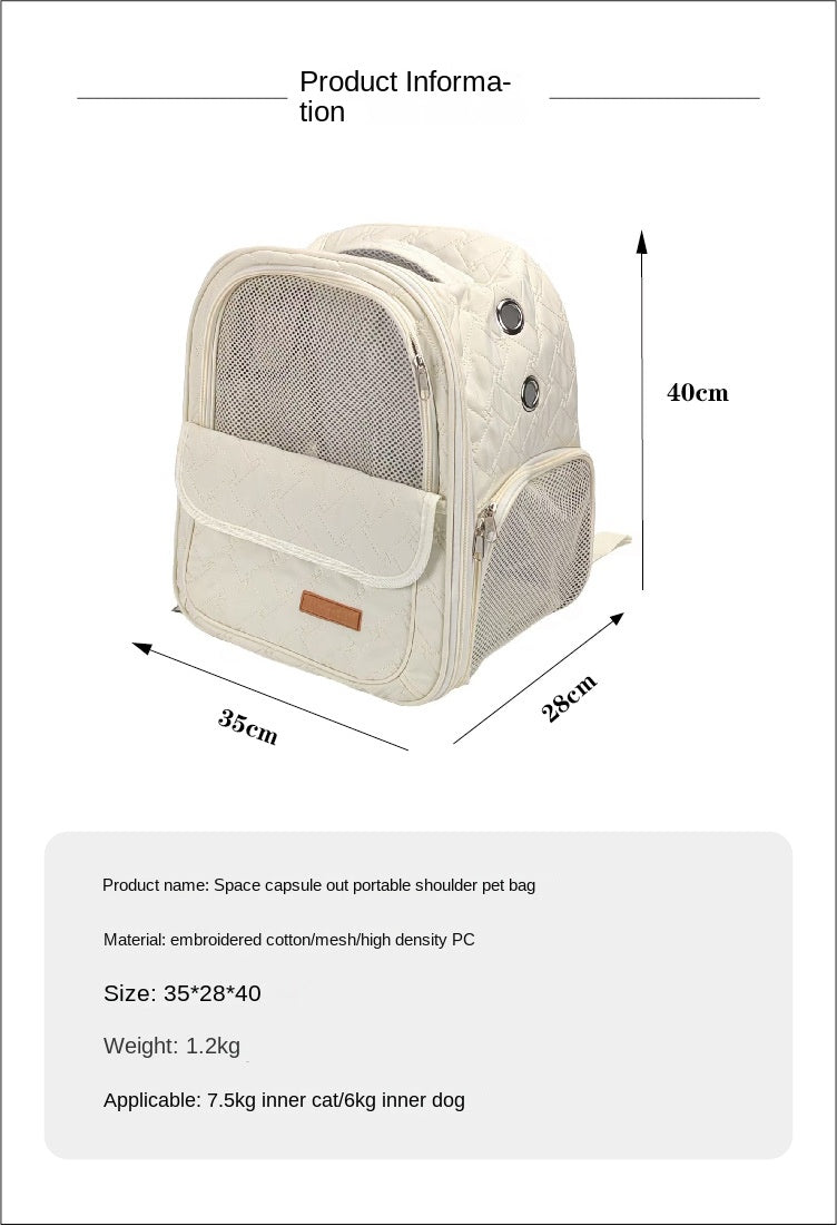Winter Warm Dog Backpack – space-capsule Portable Breathable Nylon Pet Carrier Bag